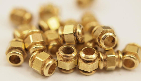 Brass Industrial Bead, 30 Raw Brass Industrial Tubes, Spacer Beads, Findings (7x6mm) D148