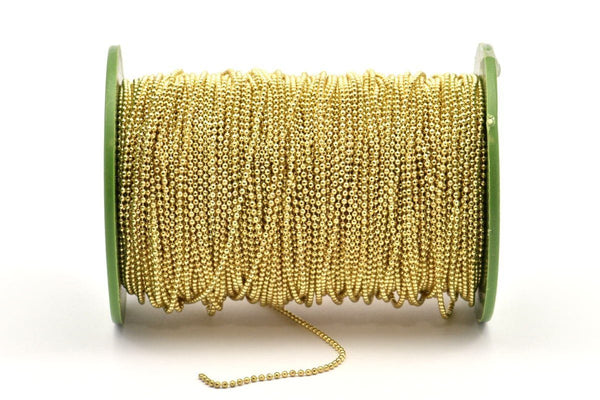 Raw Brass Chain, 5 Meters Raw Brass Faceted Ball Chain (1.5mm) ( Z007 )