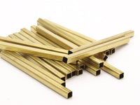 Geometric Spacer Bead, 10 Raw Brass Square Tubes (3x50mm) Bs 1613