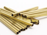 Geometric Spacer Bead, 10 Raw Brass Square Tubes (3x50mm) Bs 1613