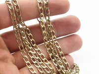 Brass Twisted Chain, 5 M Faceted Raw Brass Soldered Twist Chain (4.3x7.5mm) - W4375