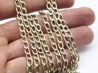 Brass Twisted Chain, 5 M Faceted Raw Brass Soldered Twist Chain (4.3x7.5mm) - W4375