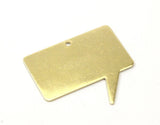 Square Speech Bubble, 5 Raw Brass Speech Bubble Blanks (37x34.5x0.80mm) D0312--c097