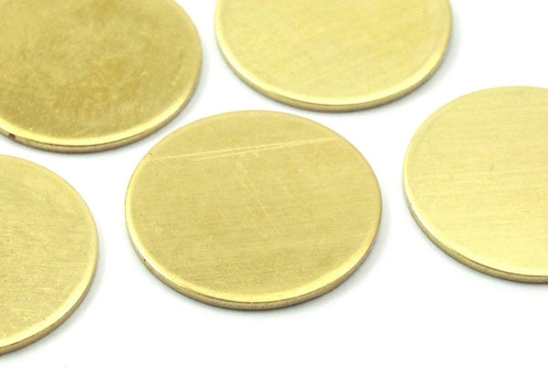 Brass Tag Disc, 10 Raw Brass Stamping Tags, Blanks Without Holes, 18 Gauge (20mm) (B0110)