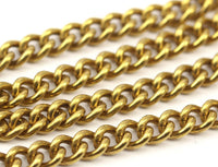 Link Chain, Brass Chain, 3 M. Open Link Raw Brass Twist Chain (4.5x5.5x1mm) Or45551