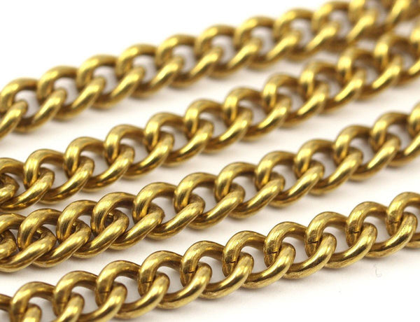 Link Chain, Brass Chain, 3 M. Open Link Raw Brass Twist Chain (4.5x5.5x1mm) Or45551