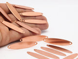 Almond Stamping Blank, 12 Raw Copper Almond Stamping Blanks With 2 Holes (45x10x1mm) D0216