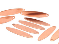 Almond Stamping Blank, 12 Raw Copper Almond Stamping Blanks With 2 Holes (45x10x1mm) D0216