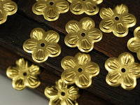 Flower Spacing Bead, 100 Raw Brass Flower Middle Hole Charms, Spacer Bead, Pendant,findings (15mm) Brs 434 A0239