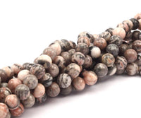 Pink Zebra Jasper 8mm Round Gemstone Beads Full Strand G341