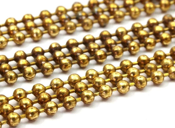 Big Ball Chain, 3m Raw Brass Soldered Strand Ball Chain (2.3x7mm) ( Z102 )