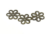 Brass Flower Bead, 40 Antique Brass Flower Bead Caps, Connector Charms Pendant Findings (12mm) Pen 121 K159