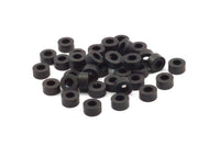 Black Spacer Beads, 25 Oxidized Brass Black Industrial Findings, Spacer Beads (6x3mm) S547