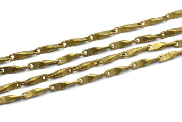 Bar Chain, Link Chain, 1 M Raw Brass Bar Chain (12x2.7mm) Z118