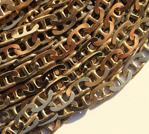 Bar Chain, Solder Chain, 1 Meter Faceted Bar Raw Brass Soldered Chain (3.5x6x1mm) - W61