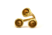 Adjustable Ring Settings - 2 Raw Brass Adjustable Rings with 3 Stone Setting - Pad Size 8mm N0349