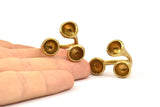 Adjustable Ring Settings - 2 Raw Brass Adjustable Rings with 3 Stone Setting - Pad Size 8mm N0349