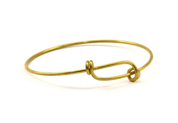 66mm Charm Bangle, 5 Raw Brass Charm Bracelets, Charm Bangles, Expandable (66x9x1.6mm) V059