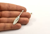 Antique Silver Oval Pendant, 2 Antique Silver Plated Textured Pendants with Oval Blank and 1 Loop (52x8mm) N0406 H0202