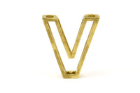 V Letter Pendants, 2 Raw Brass V Letter Alphabets, Initials, Uppercase, Letter Initial Pendant for Personalized Necklaces