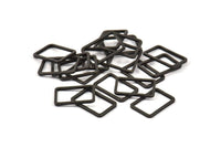 Black Rectangle Charm, 50 Oxidized Brass Black Rectangle Charms (9x13x0.8mm) D0327 S1181