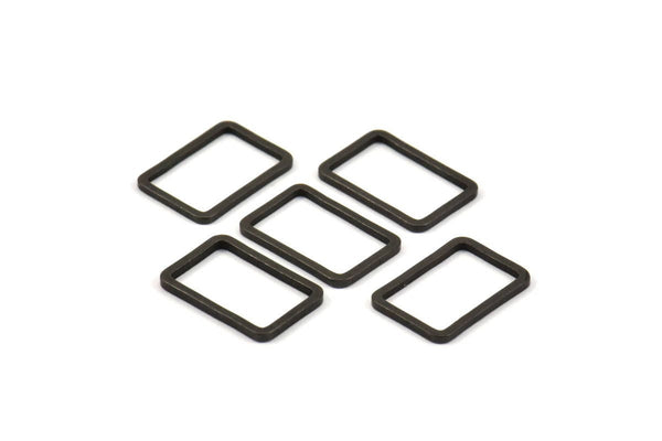 Black Rectangle Charm, 50 Oxidized Brass Black Rectangle Charms (9x13x0.8mm) D0327 S1181