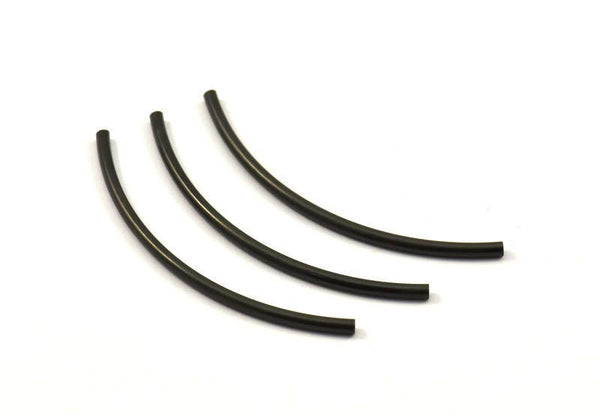 Black Noodle Tube, 12 Black Oxidized Brass Curved Tubes (2x50mm) Bs 1406 S198