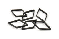 Black Diamond Charm, 24 Oxidized Brass Black ide Cut Open Diamond Ring Charms (14x24x0.8x2mm) D139 S512