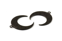 Black Moon Charm, 1 Oxidized Brass Textured Horn Charms, Pendant, Jewelry Finding (36x10.80x3.40mm) N0236 S259