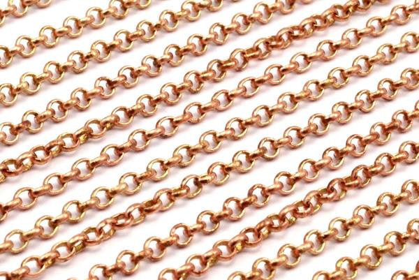 Red Brass Rolo Chain, Soldered Copper Rolo Chain (3mm) MB 8-19