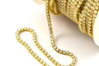 Zircon Brass Chain, 1 Meter Zircon CZ Rhinestone Chain With Brass Frame 2mm Z117