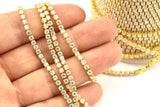 Zircon Brass Chain, 1 Meter Zircon CZ Rhinestone Chain With Brass Frame 2,5mm Z117