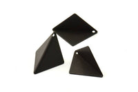 Black Brass Kites, 3 Oxidized Brass Black Geometric Triangle Earring Charms (27mm) U012 S154