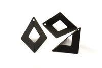 Black Origami Charms, 3 Oxidized Brass Black Geometric Triangle Earring Charms (27mm) U005 S135