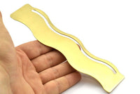 Brass Bracelet Blank - 2 Raw Brass Wave Flat Stamping Bracelet Blank (36x152x0.80mm) V071