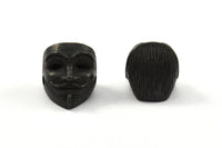 Black Vendetta Mask, 2 Oxidized Brass Black Vendetta Bracelet Parts (14.5x13x11mm) N0425 S625