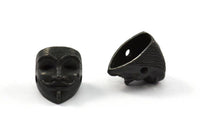 Black Vendetta Mask, 2 Oxidized Brass Black Vendetta Bracelet Parts (14.5x13x11mm) N0425 S625