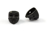 Black Vendetta Mask, 2 Oxidized Brass Black Vendetta Bracelet Parts (14.5x13x11mm) N0425 S625