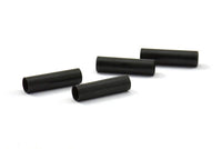 Black Tube Beads, 25 Oxidized Brass Black Tubes (4x15mm) Bs 1452 S206