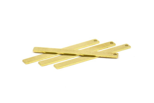 Tiny Rectangle Bar, 24 Raw Brass Rectangle Stamping Blanks with 1 Hole, Necklace Finding (50x5x0.80mm) U034