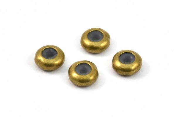 Brass Bead Keeper, 24 Raw Brass Bead Keeper, Silicone And Brass, Rondelle With 5mm Hole (9.5x4.3mm) BS 1741