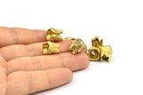 Brass Teeth Bracelet Part, 3 Raw Brass Teeth Connectors, Spacer Bead (11x10mm) U081