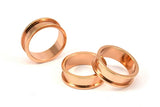 Rose Gold Channel Ring - 3 Rose Gold Plated Brass Channel Ring Setting (16mm) N0476 Q0079