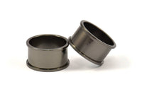 Black Channel Ring - 2 Black Plated Brass Channel Ring Settings (19mm) N479