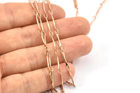 Rose Gold Soldered Chain, 1 Meter Rose Gold Plated Soldered Bar Link Chain (12x1mm) Z121