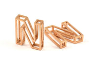 Rose Gold N Letter, 2 Rose Gold Plated N Letter, Initials, Uppercase, Letter Initial Pendant for Personalised Necklaces