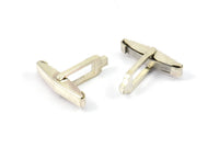 Silver Cufflink Blanks, 1 - 925 Silver Cufflinks Blanks (19.5x17mm)