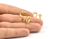 Adjustable Ring Settings, 1 Gold Plated Adjustable Rings with 2 Stone Settings - Pad Size 10x12mm N0133