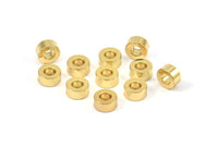 Gold Industrial Spacer Beads - 10 Gold Plated Industrial Findings, Spacer Beads (6x3mm) A0435 Q0260