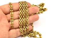 Brass Box Chain, 1M Raw Brass Box Chain (5.50mm) CH007 MB 8-26